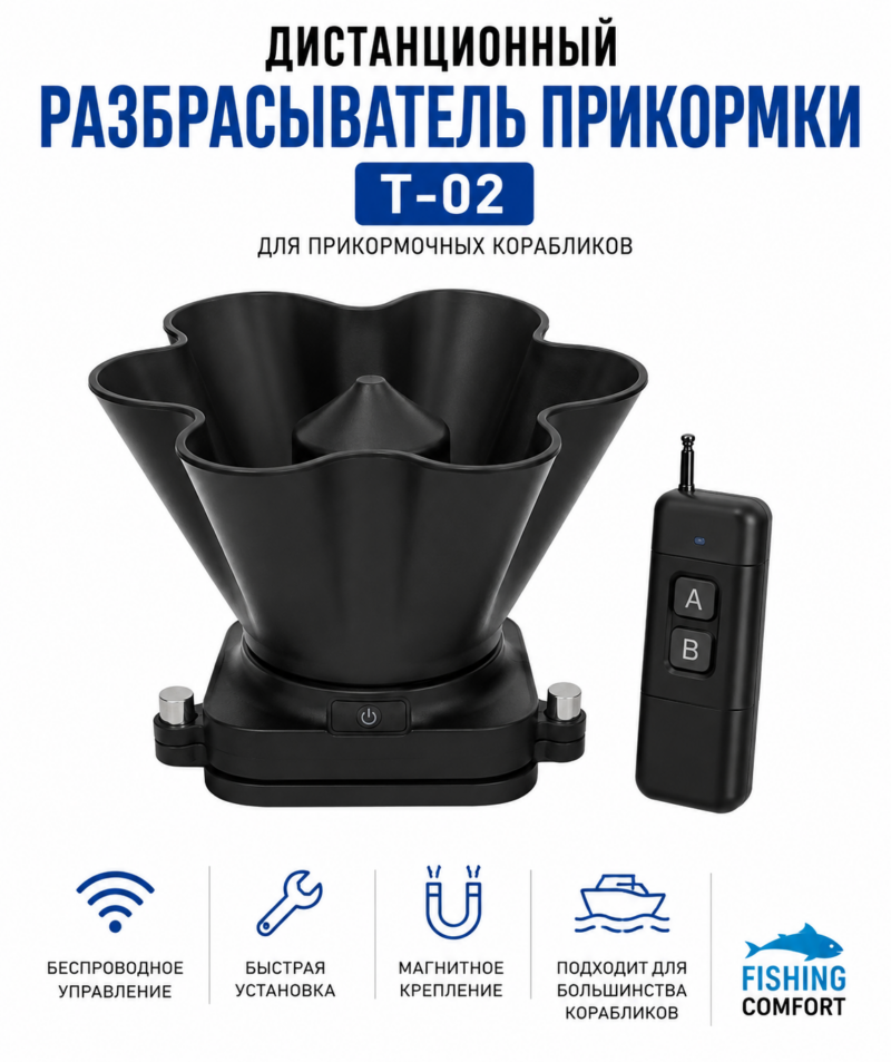 Разбрасыватель прикормки для прикормочного кораблика T-02 Wireless