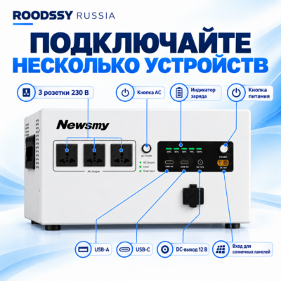 Портативная электростанция Newsmy H2000, 2000 Вт, 2560 Вт·ч