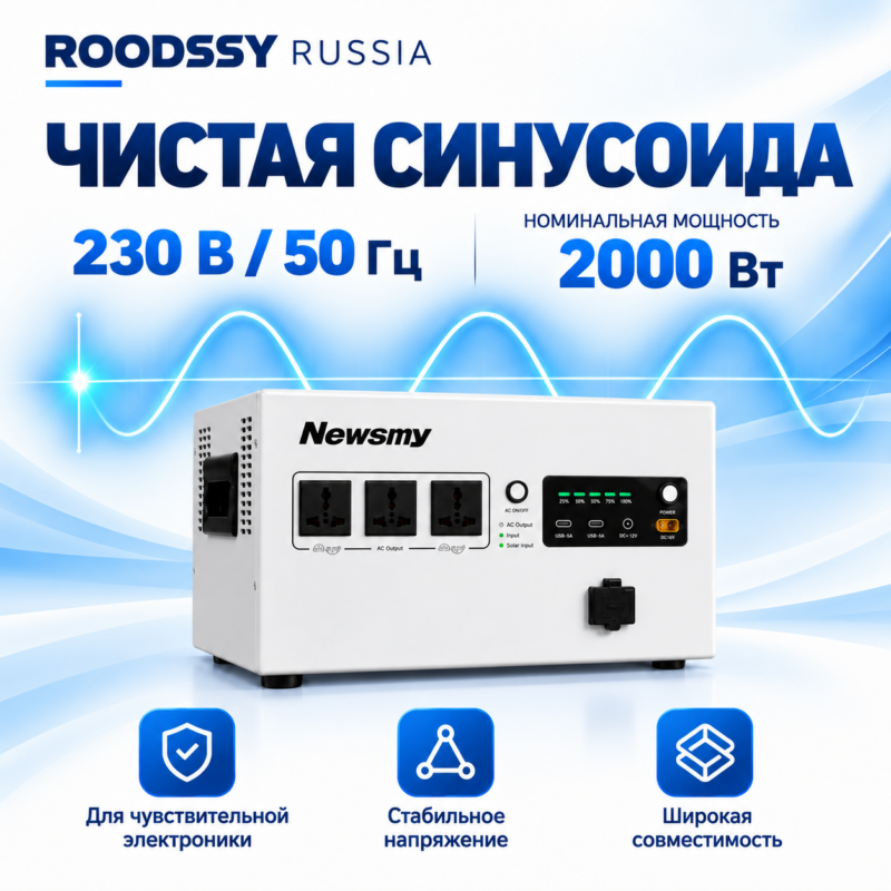 Портативная электростанция Newsmy H2000, 2000 Вт, 2560 Вт·ч