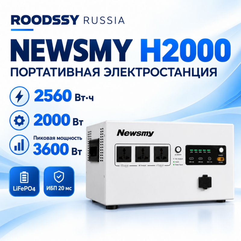 Портативная электростанция Newsmy H2000, 2000 Вт, 2560 Вт·ч