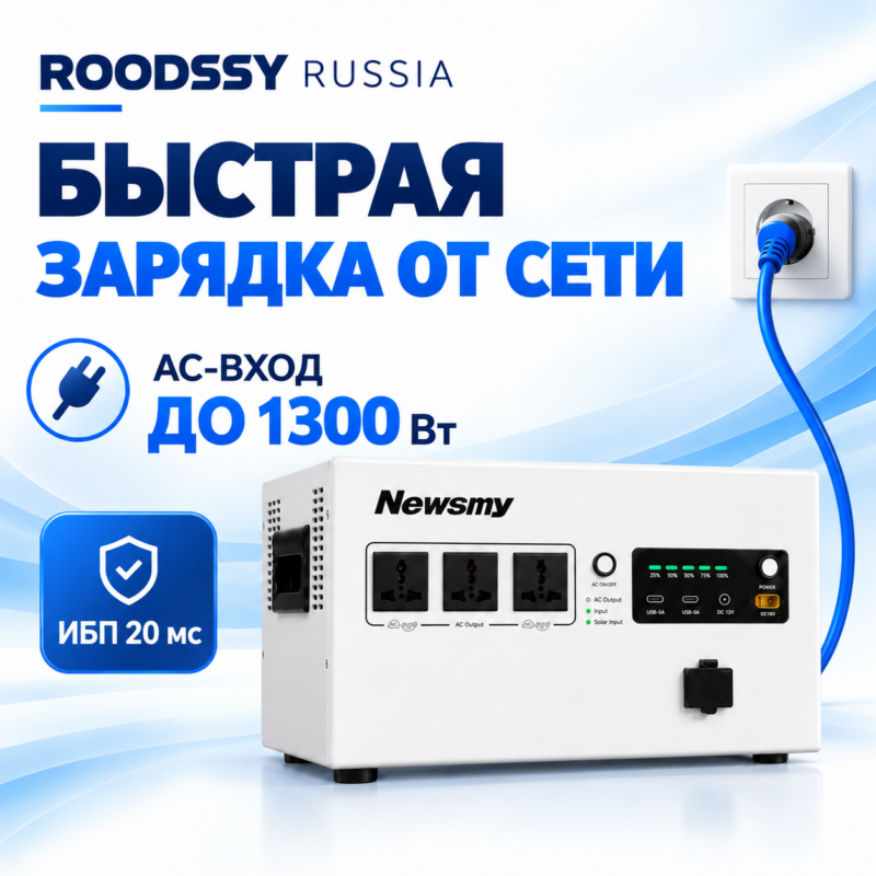 Портативная электростанция Newsmy H2000, 2000 Вт, 2560 Вт·ч